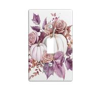 Placas de cubierta para interruptor de luz de cosecha otoñal/cubiertas de salida, flores de calabaza lavanda y rosas para decoración de otoño, placas de pared termoplásticas, tamaño estándar, palanca