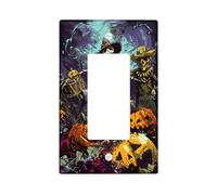 Placas de cubierta para interruptor de luz de esqueleto y calabaza de Halloween, cubiertas de toma, detalles de pared espeluznantes oscuros, placas de pared termoplásticas, balancín individual de