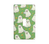 Placas de cubierta para interruptor de luz de fantasmas de Halloween, cubiertas de tomacorrientes, lindos fantasmas verdes para detalles de pared espeluznantes, placas de pared termoplásticas, palanca