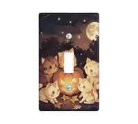 Placas de cubierta para interruptor de luz de gato de Halloween, cubiertas de toma, gatitos festivos nocturnos iluminados por la luna para acentos de pared, placas de pared termoplásticas, tamaño