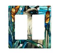Placas de cubierta para interruptor de luz de gato siamés, cubiertas de enchufe, diseño decorativo azul y marrón para decoración del hogar, placas de pared termoplásticas, balancín doble de tamaño