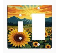 Placas de cubierta para interruptor de luz de girasol/cubiertas de tomacorriente, diseño floral amarillo brillante para decoración del hogar, placas de pared termoplásticas, balancín de palanca de