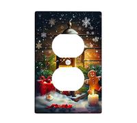 Placas de cubierta para interruptor de luz de linterna de Navidad, cubiertas de toma, pan de jengibre festivo y copos de nieve para decoración navideña, placas de pared termoplásticas, salida dúplex