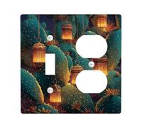 Placas de cubierta para interruptor de luz de linterna del desierto, cubiertas de toma, decoración nocturna de cactus para acentos del hogar, placas de pared termoplásticas, tamaño estándar dúplex