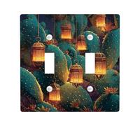 Placas de cubierta para interruptor de luz de linterna del desierto, cubiertas de toma, decoración nocturna de cactus para acentos del hogar, placas de pared termoplásticas, tamaño estándar doble