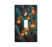 Placas de cubierta para interruptor de luz de linterna del desierto, cubiertas de toma, decoración nocturna de cactus para acentos del hogar, placas de pared termoplásticas, tamaño estándar, palanca