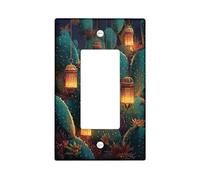 Placas de cubierta para interruptor de luz de linterna del desierto, cubiertas de toma, decoración nocturna de cactus para acentos del hogar, placas de pared termoplásticas, balancín individual de
