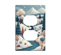 Placas de cubierta para interruptor de luz de paisaje de invierno, cubierta de tomacorriente, escena de montaña azul suave para decoración del hogar, placas de pared termoplásticas, salida dúplex