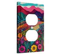 Placas de cubierta para interruptor de luz de paisaje floreciente/cubiertas de toma, flores silvestres vívidas para decoración del hogar, placas de pared termoplásticas, salida dúplex individual de