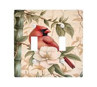 Placas de cubierta para interruptor de luz de pájaro cardenal, detalles de bambú rústico para decoración de pared, tema de naturaleza otoñal, placas de pared termoplásticas, doble palanca de tamaño