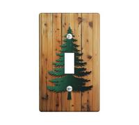 Placas de cubierta para interruptor de luz de pino, diseño de árbol de vacaciones verde para Navidad, decoración rústica del hogar para sala de estar, tamaño estándar, palanca individual