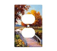 Placas de cubierta para interruptor de luz de puente otoñal/cubiertas de tomacorriente, hojas de otoño naranja y amarillo para decoración del hogar, placas de pared termoplásticas, salida dúplex