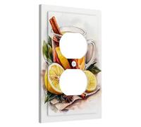 Placas de cubierta para interruptor de luz de té con especias cálidas/cubiertas de toma, ilustración acogedora de bebida otoñal, placas de pared termoplásticas, toma dúplex individual de tamaño