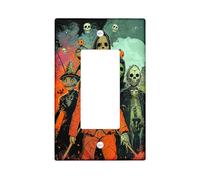 Placas de cubierta para interruptor de luz de terror de Halloween, cubiertas de toma, caras espeluznantes verdes y naranjas para acentos de pared, placas de pared termoplásticas, balancín individual