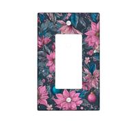 Placas de cubierta para interruptor de luz floral de invierno, fundas de tomacorrientes, flores de Pascua de melocotón sobre fondo oscuro para decoración del hogar, placas de pared termoplásticas