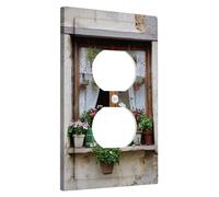 Placas de cubierta para interruptor de luz floral de primavera, cubiertas de tomacorriente, flores verdes en maceta para acentos de pared, placas de pared termoplásticas, salida dúplex individual de