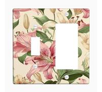 Placas de cubierta para interruptor de luz floral de primavera, diseño de lirio de melocotón para decoración del hogar, placas de pared termoplásticas, balancín de palanca de tamaño estándar