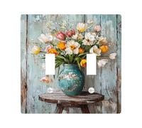 Placas de cubierta para interruptor de luz floral de primavera, tulipanes de colores pastel para decoración del hogar, placas de pared termoplásticas, tamaño estándar doble palanca
