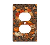 Placas de cubierta para interruptor de luz floral otoñal/cubiertas de tomacorriente, crisantemos naranjas y botas para decoración de otoño, placas de pared termoplásticas, salida dúplex individual de