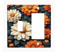 Placas de cubierta para interruptor de luz floral otoñal/cubiertas de tomacorriente, flores naranjas y crema para decoración del hogar, placas de pared termoplásticas, balancín de palanca de tamaño