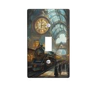 Placas de cubierta vintage para interruptor de luz de tren/cubierta de tomacorriente, arte clásico de locomotora negra para decoración del hogar, placas de pared termoplásticas, tamaño estándar