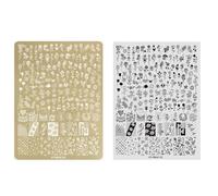 Placas de estampado de uñas, diseño de líneas de flores, placa de sello de acero inoxidable, plantilla de manicura, herramienta de arte