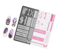 Placas de estampado de uñas francesas, plantillas de sellos de flores, placas de uñas, plantillas de impresión de manicura, herramienta de sello de arte
