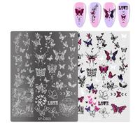 Placas de estampado de uñas francesas, sellos de uñas, plantillas de flores, placas de uñas, plantillas de impresión de manicura, herramienta de sello de arte
