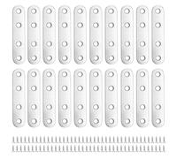 Placas De Fijación De Metal Plano, 20 Piezas Placa Union Soportes Planos, Placas Para La Unión De Metales Soporte De Reparación, Pletina Acero Inoxidable Soportes De Esquina Recto Unión Con Tornillos