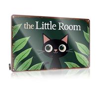 Placas de gato negro curioso en hojas verdes indie | Arte decorativo para pared hecho a mano (30 x 40 cm)