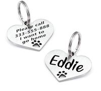 Placas de identificación para perros grabadas para mascotas para perros personalizadas con íconos encantadores, placas de identificación duraderas de acero inoxidable para perros (Amar plata)