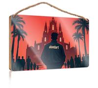 Placas de madera para manualidades Alundart: Standing Tall In Front Of The Castle Wooded Sign Garden Gifts Hanging Bathroom Sign (20 x 30 cm)