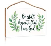 Placas de madera para manualidades, texto en inglés "Be Still And Know: A Divine Message", letrero de madera para decoración de piscina, para colgar al aire libre (23 x 35 cm)