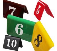 Placas de mesa de acrílico para restaurantes, Números de mesa acrílicos doble cara, tarjetas tienda, multicolor, 6,5x8,5 cm, paquete 10(Red,1-20)