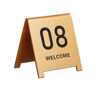 Placas de mesa de acrílico para restaurantes, Placas acrílicas for números de mesa, paquete 10, estilo tienda campaña doble cara, multicolor, 7x6cm/9x8cm(Gold 7 * 6cm,71-80)