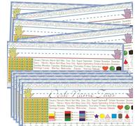 Placas de nombre de escritorio para estudiantes, paquete de 25, etiquetas de nombre manuscrito tradicionales para EYFS y primaria, inglés y español, 6.5 x 15 pulgadas, suministros escolares, vuelta a