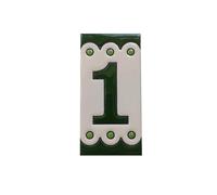 Placas de número de cerámica española pintadas a mano en verde M-7 11 x 5,5 cm o 4,33 x 2,16" (placa número 1)