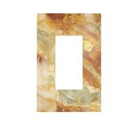 Placas de pared decorativas de mármol dorado, 1 toma de corriente, tamaño estándar, 12,7 x 7,6 cm, placa de conmutación eléctrica, decoración interior para dormitorio y cocina
