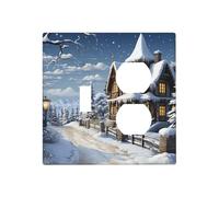 Placas de pared decorativas para interruptor de luz de Navidad, invierno, con 2 tomas de corriente, placa de interruptor eléctrico, cubierta de placa frontal termoplástica para dispositivo decorativo