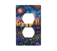 Placas de pared dúplex, cubiertas de toma de corriente decorativas, tamaño estándar 1 banda, 4.5 x 2.75 pulgadas, placa de cubierta de tomacorriente de pared de lirios cósmicos en crepúsculo