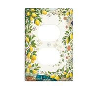 Placas de pared dúplex de limón, diseño de flores tropicales con golondrina de flores veraniegas, tamaño estándar, para tomas de corriente para el hogar, sala de estar, dormitorio, decoración de baño