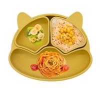 Placas de succión para bebé | Platos con Ventosa de Silicona con Forma de Oso para Bebés - Platos Infantiles Antideslizantes para Bebés y Niños de 6 Meses, Diseño Dividido, Platos para Bebés Tedious