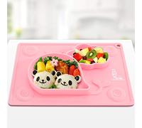 Placas de succión para bebés de niños pequeños de Silicona, Mantel de alimentación para bebés, Mantel Individual, Plato de tazón de succión para bebé destete 27,5 × 19,7 cm, Rosa, por Super Kitchen
