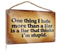 Placas divertidas para hombres One Thing I Hate More Than A Liar Is A Liar That Thinks I'm Stupid. Letrero decorativo colgante para piscina (20 x 30 cm)