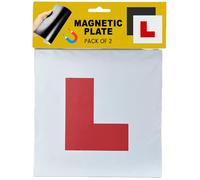 Placas en L rojas extra resistentes totalmente magnéticas para automóvil y placa P verde, paquete de 3 placas magnéticas extra gruesas y fuertes, no se derrite, no se vuela, fácil de mover sin rayar