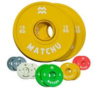 Placas fraccionarias | Mini placas de pesas | 1,5 kg | Diámetro del anillo central 50mm | Amarillo | Juego de 2 unidades | Discos de mancuernas | Parachoques | Discos de peso | Fundimentos