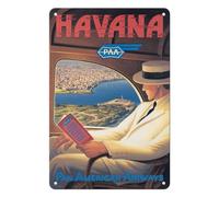 Placas Metálicas La Habana, Cuba Pan American Airways Vendimia Chapas Metalicas No Se Oxida Fácilmente Letrero Metálico para Pared Club Cocina 20X30Cm