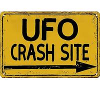 Placas Metálicas Ovni Lugar del Accidente Ovni Calle Retro Chapas Metalicas No Es Fácil De Deformar Cartel De Metal para Casa Campo Hogar Cocina 20X30Cm