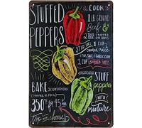 Placas Metálicas Pimientos Rellenos De Comida Rápida No Se Oxida Fácilmente Letrero De Metal Retro Metal Estaño Signo para Taberna Garaje Hotel 20X30Cm
