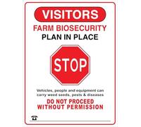 Placas Metálicas Plan De Bioseguridad para Visitantes De La Granja En Funcionamiento Vendimia Letrero Metálico Resistente Al Desgaste Y Duradero Cartel De Metal para Pared Taberna 20X30Cm